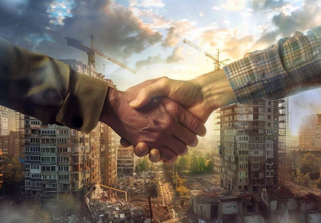 שיתוף פעולה בין משרד הבינוי, התאחדות הקבלנים והתאחדות קבלני השיפוצים בשיקום דירות שנפגעו בטילים במסגרת מבצע "עם כלביא" במסגרת מיזם "משפצים באחדות"