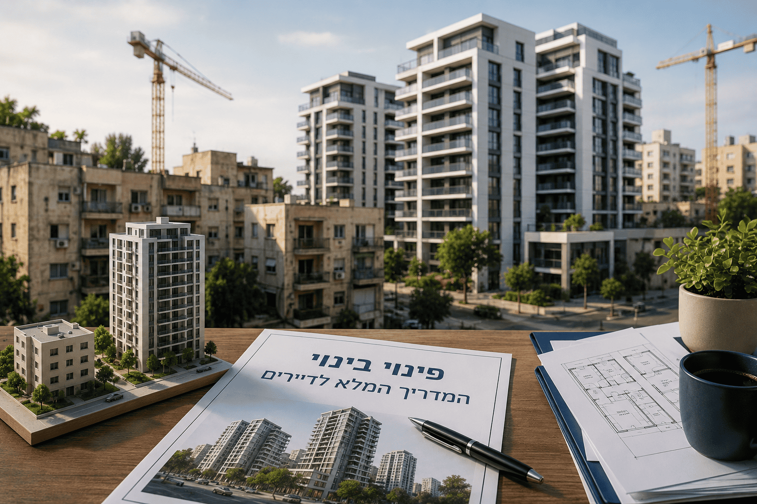 מבנה ישן לפני פינוי בינוי לצד מבנה חדש בבנייה בישראל, 2026