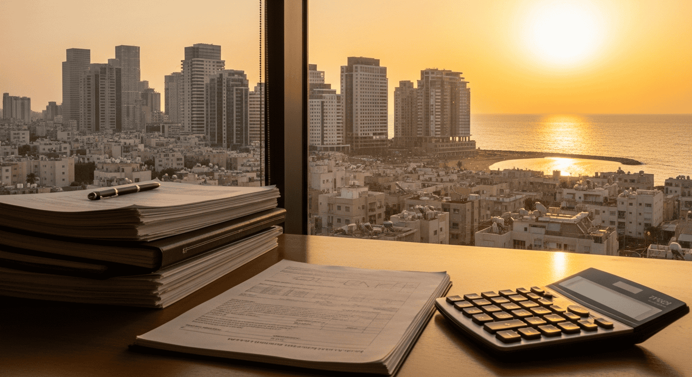 בנייני מגורים בישראל, אופק תל אביב, מסמכים פיננסיים על שולחן עץ, אילוסטרציה למדד יכולת לרכוש דיור