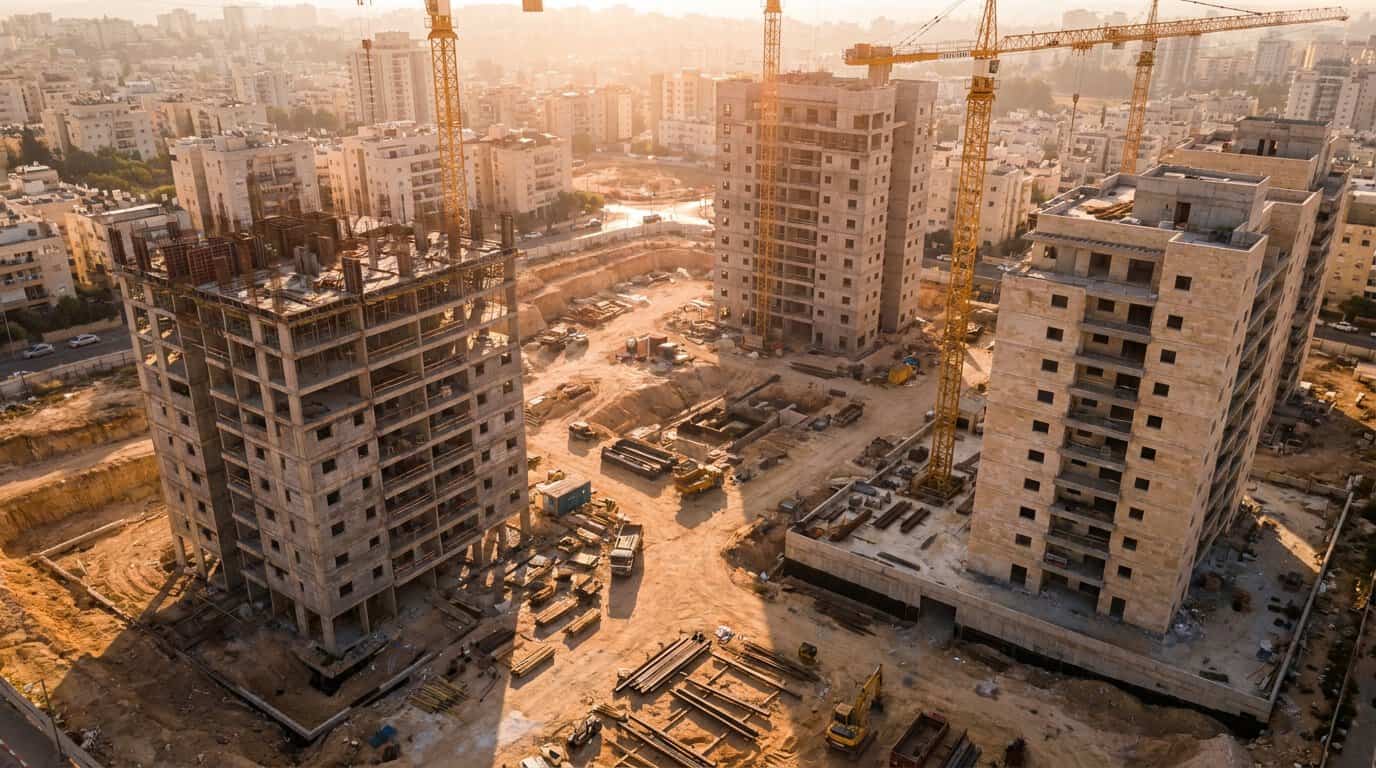 מגדלי מגורים בבנייה עם מנופים, ממחישים את ריכוזיות התזרים בשוק הדירות מקבלן